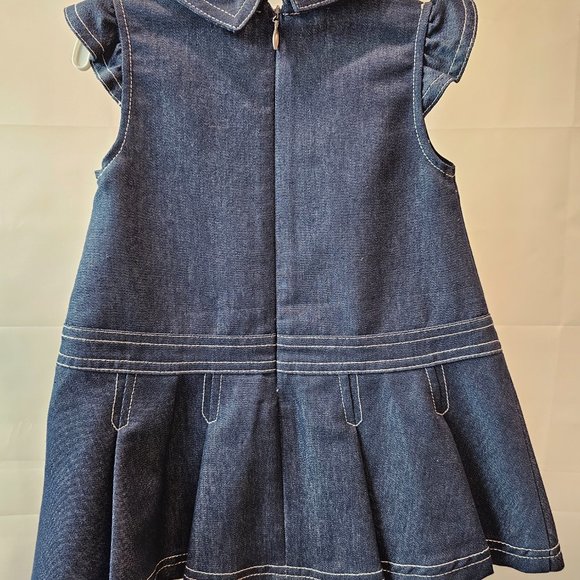 NWT Mayoral Girls Denim Twill Pleated Dress - Size 18 mo - Picture 7 of 7